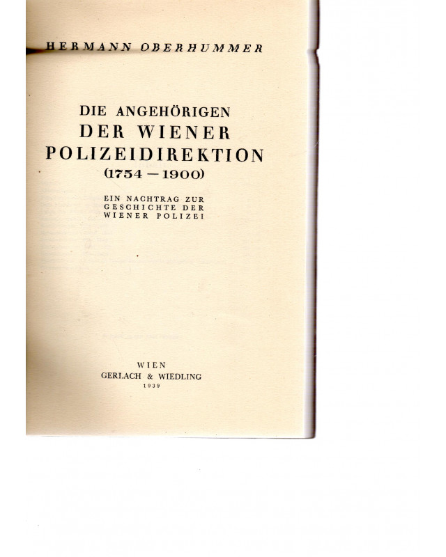 Die Angehörigen der Wiener Polizeidirektion (1754 - 1900)