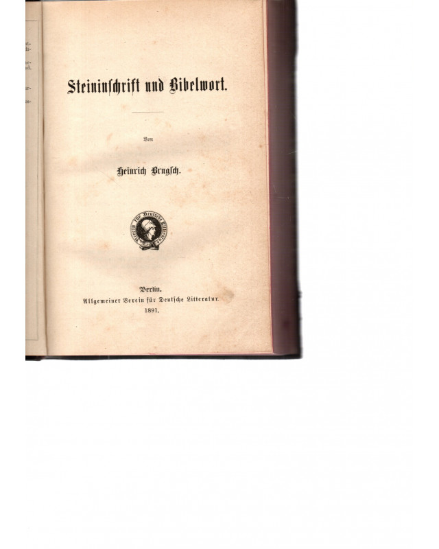 Allgem. Verein für Deut. Literatur - Steininschrift und Bibelwort